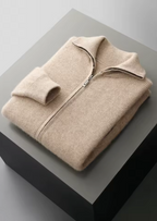Luxurious Extra-Fine Merino Wool Ribbed Zipper Cardigan