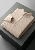 Premium Extra-Fine Merino Wool Cable Knit Half Zip