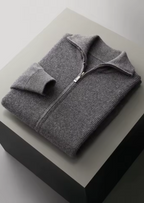Luxurious Extra-Fine Merino Wool Ribbed Zipper Cardigan