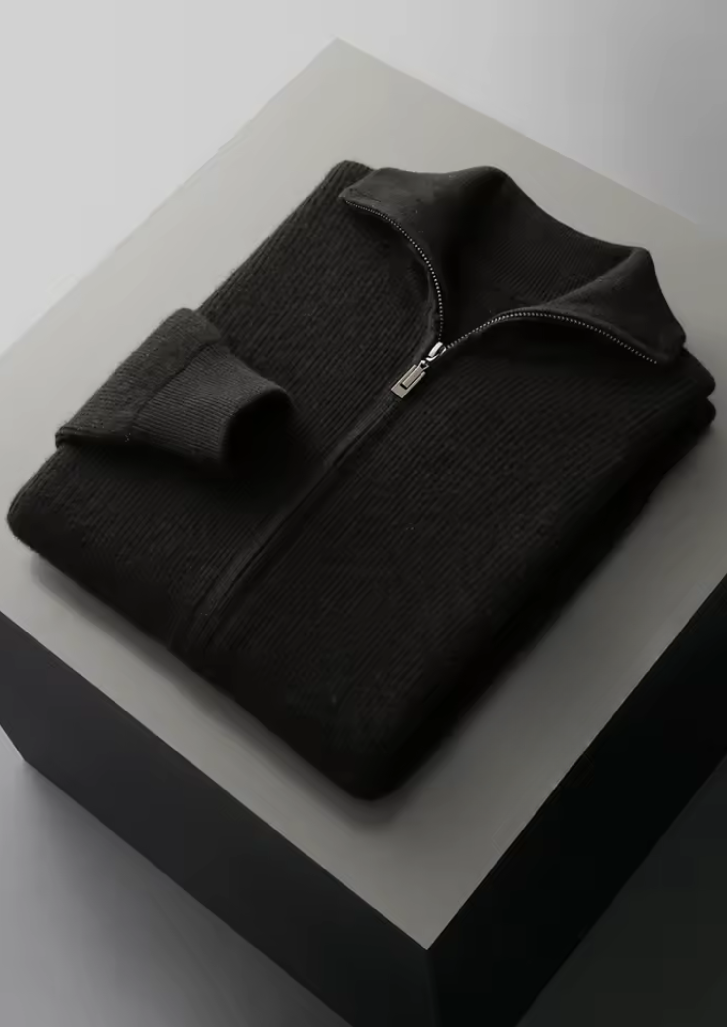Luxurious Extra-Fine Merino Wool Ribbed Zipper Cardigan