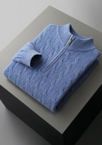Premium Extra-Fine Merino Wool Cable Knit Half Zip