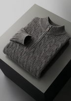Premium Extra-Fine Merino Wool Cable Knit Half Zip