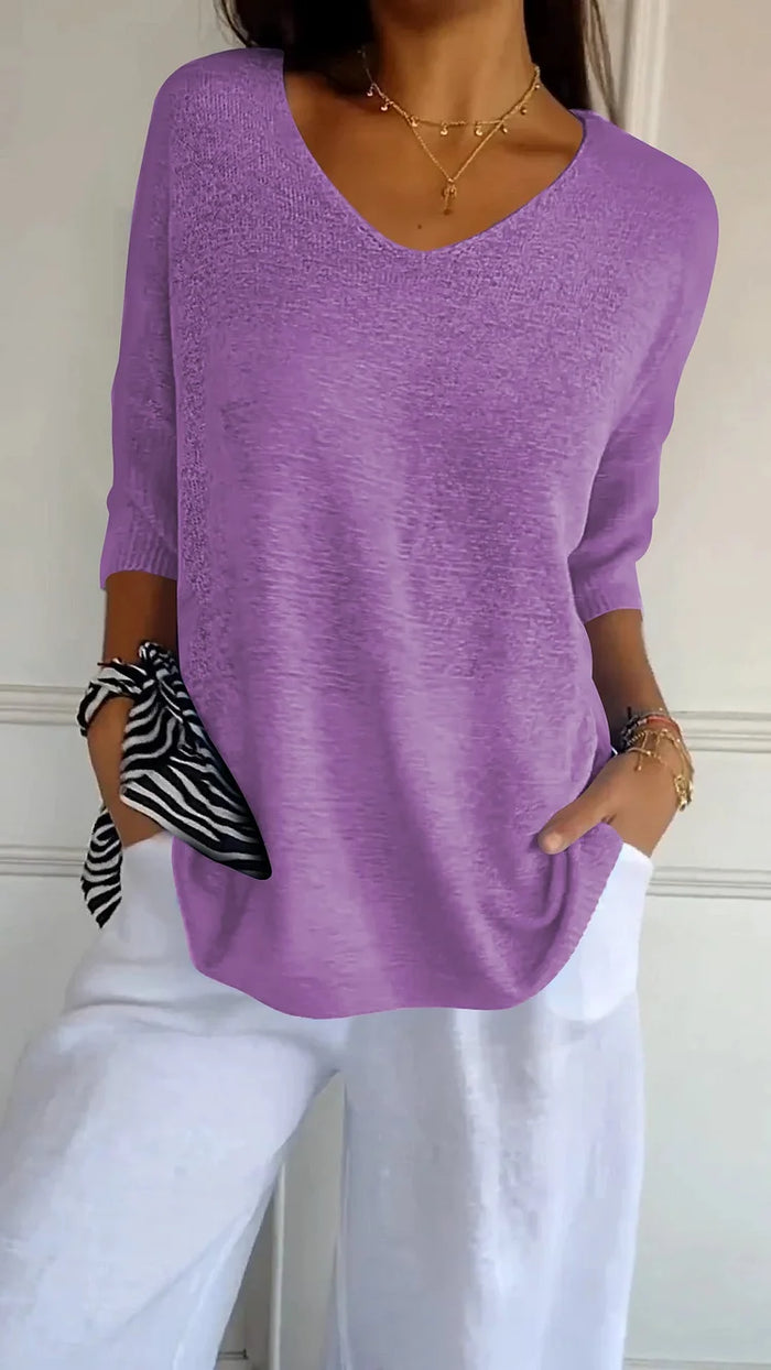 Chiara | Cozy V-Neck Knitted Top for Women