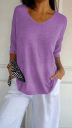 Chiara | Cozy V-Neck Knitted Top for Women