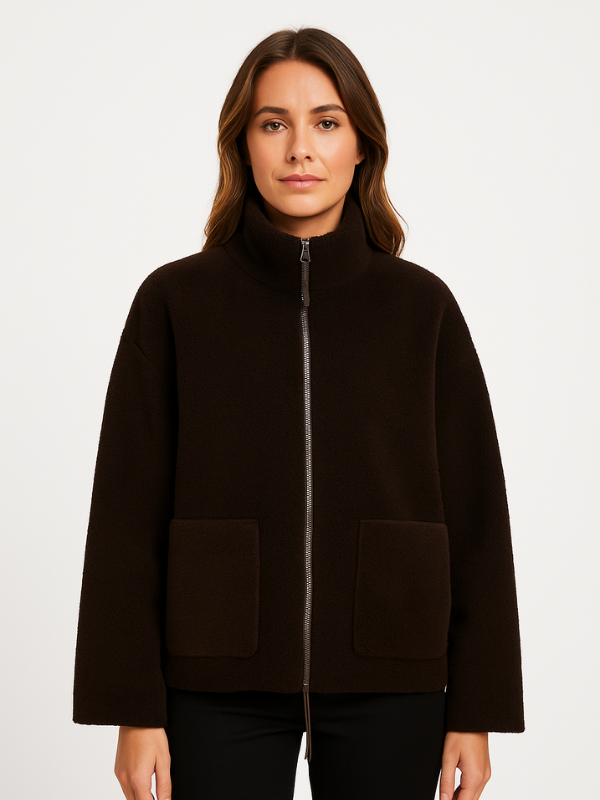 Cozy Oversized Women's Winter Jacket with Zipper and Pockets