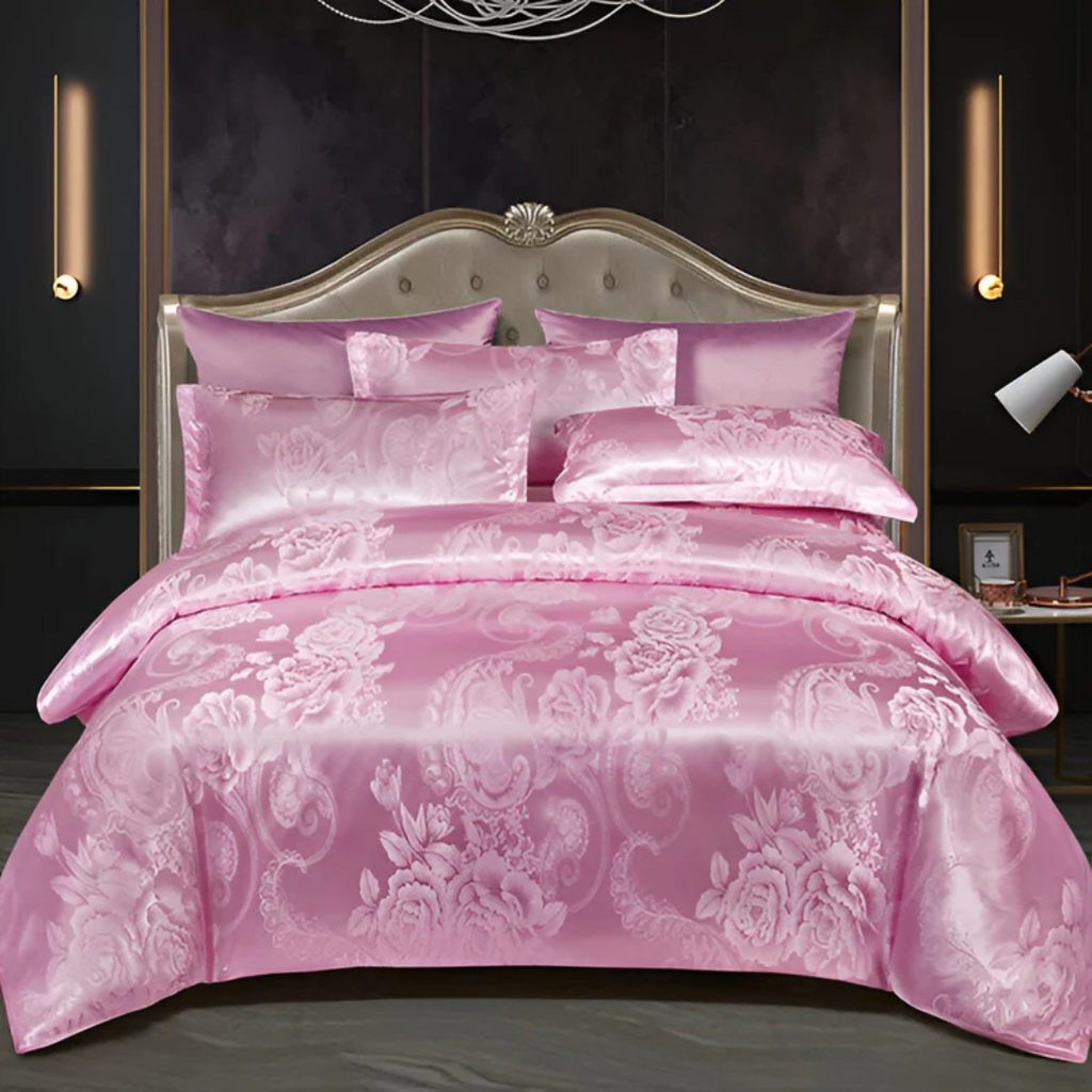 Delicate Satin Duvet Cover with Floral Design