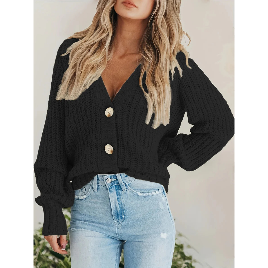 Ladies Long Sleeve Knitted Warm Cardigan | Button Down