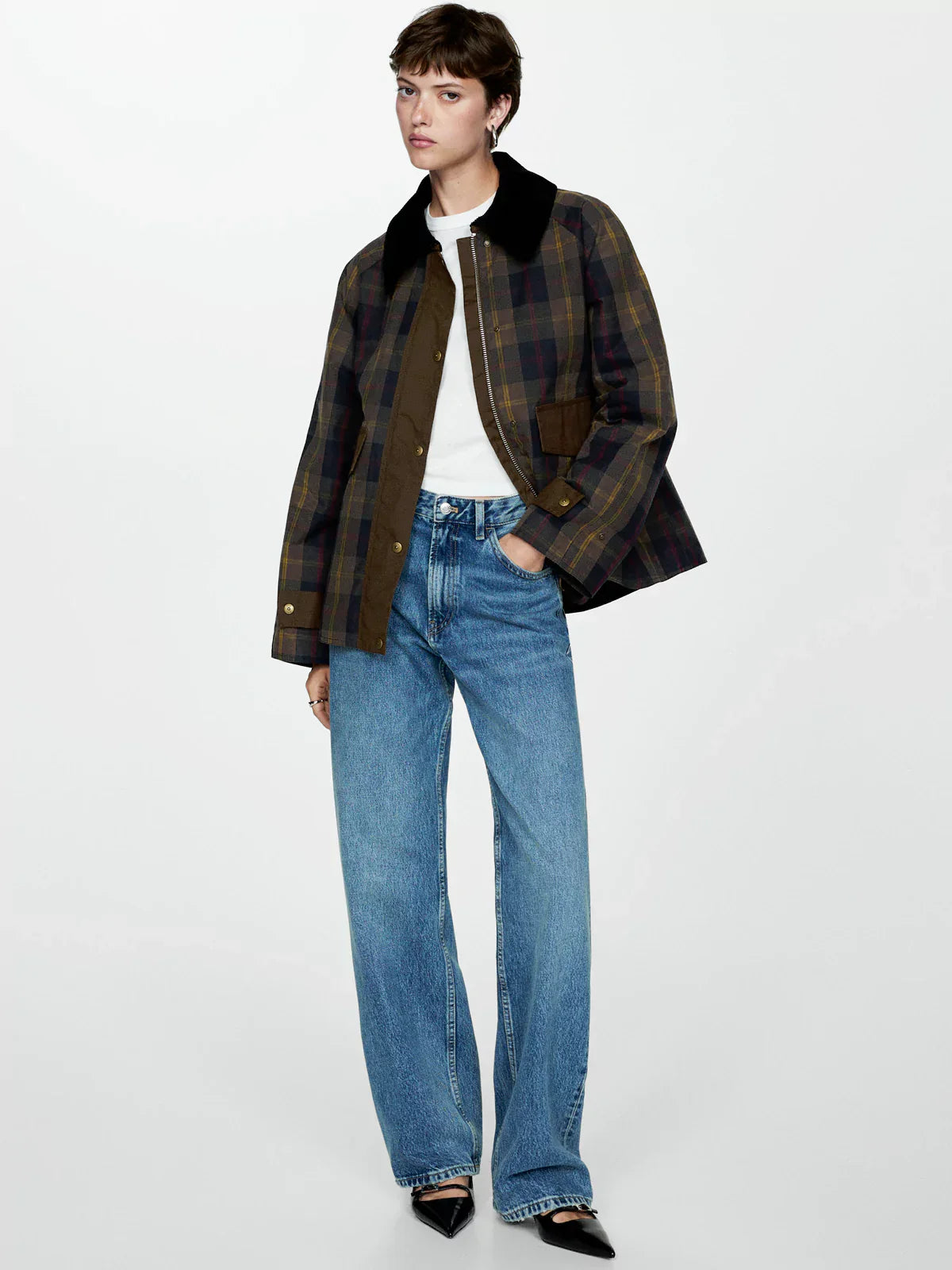 Plaid Straight Fit Women's Bomber Jacket