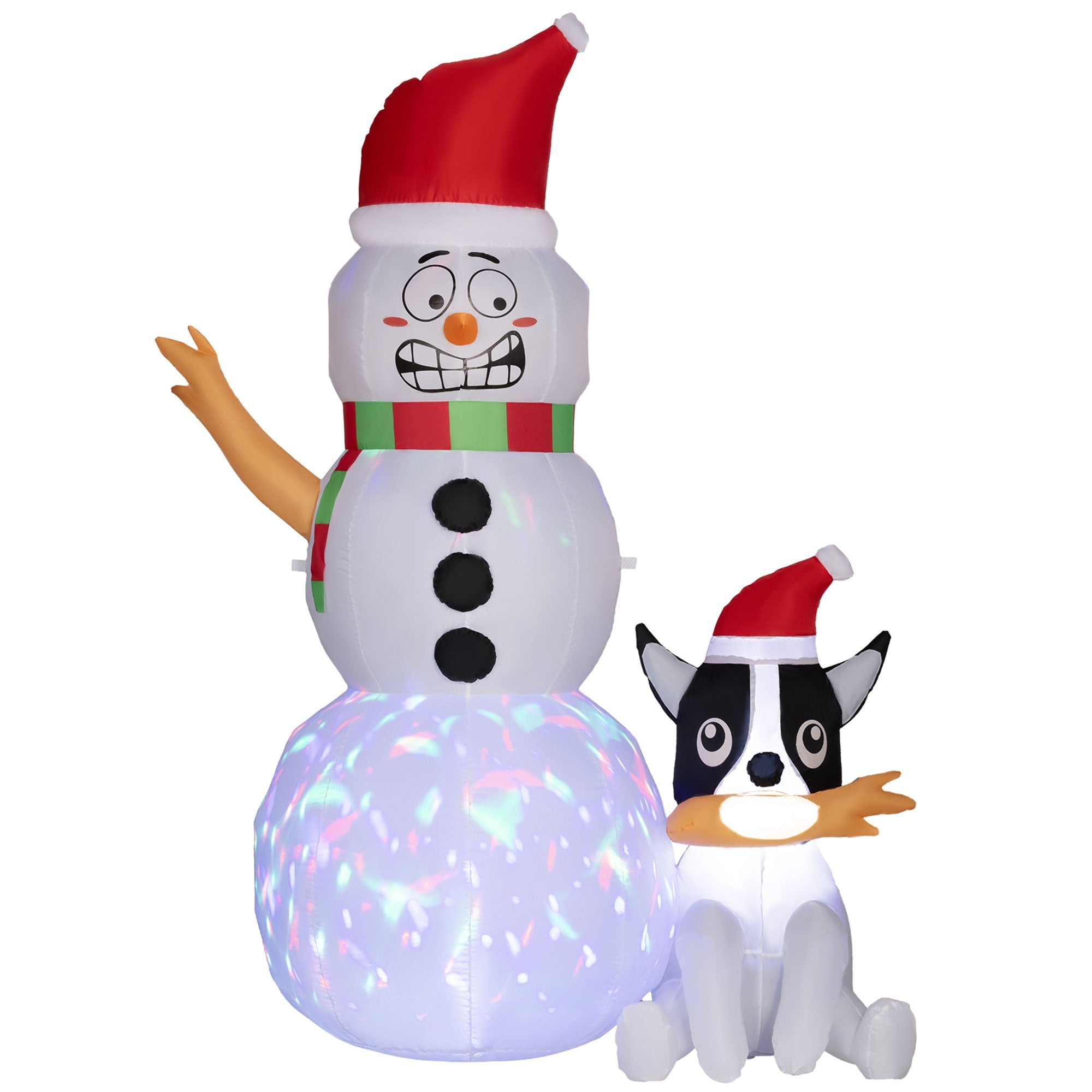 Joyful Inflatable Snowman with Adorable Dog Christmas Decoration