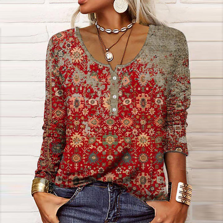 Bohemian-Inspired Ethnic Print Top for Women
