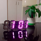 Contemporary 3D LED Wall Clock with Digital Display and User-Friendly Controls