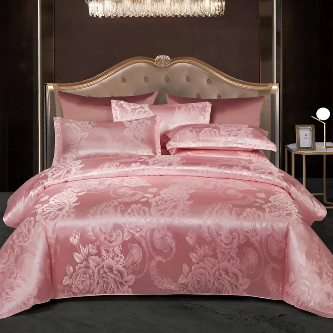 Delicate Satin Duvet Cover with Floral Design