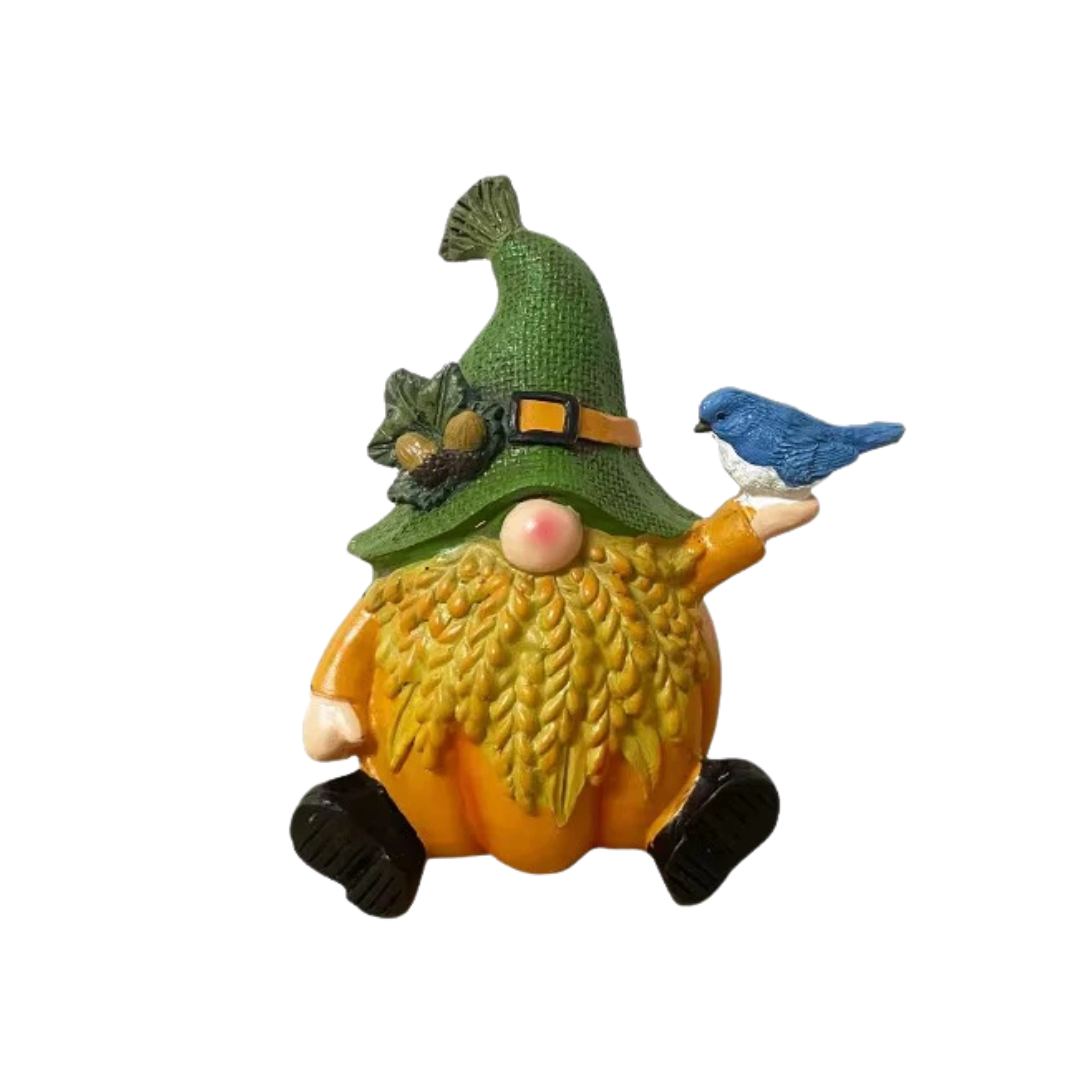 Charming Autumn Gnome Figurine with Pumpkin – Delightful Resin Decor for Home and Garden