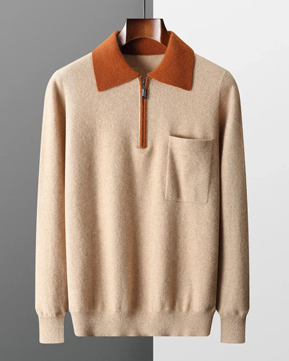 Castelle Cashmere Zip-Up Polo Shirt