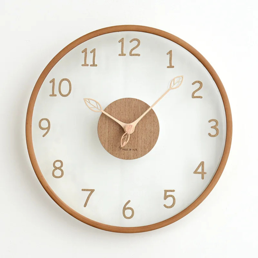 Contemporary Wooden Clock with Glass Front - Metron
