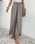 Sophie-Rae - Bohemian Print High-Waisted Lightweight Trousers