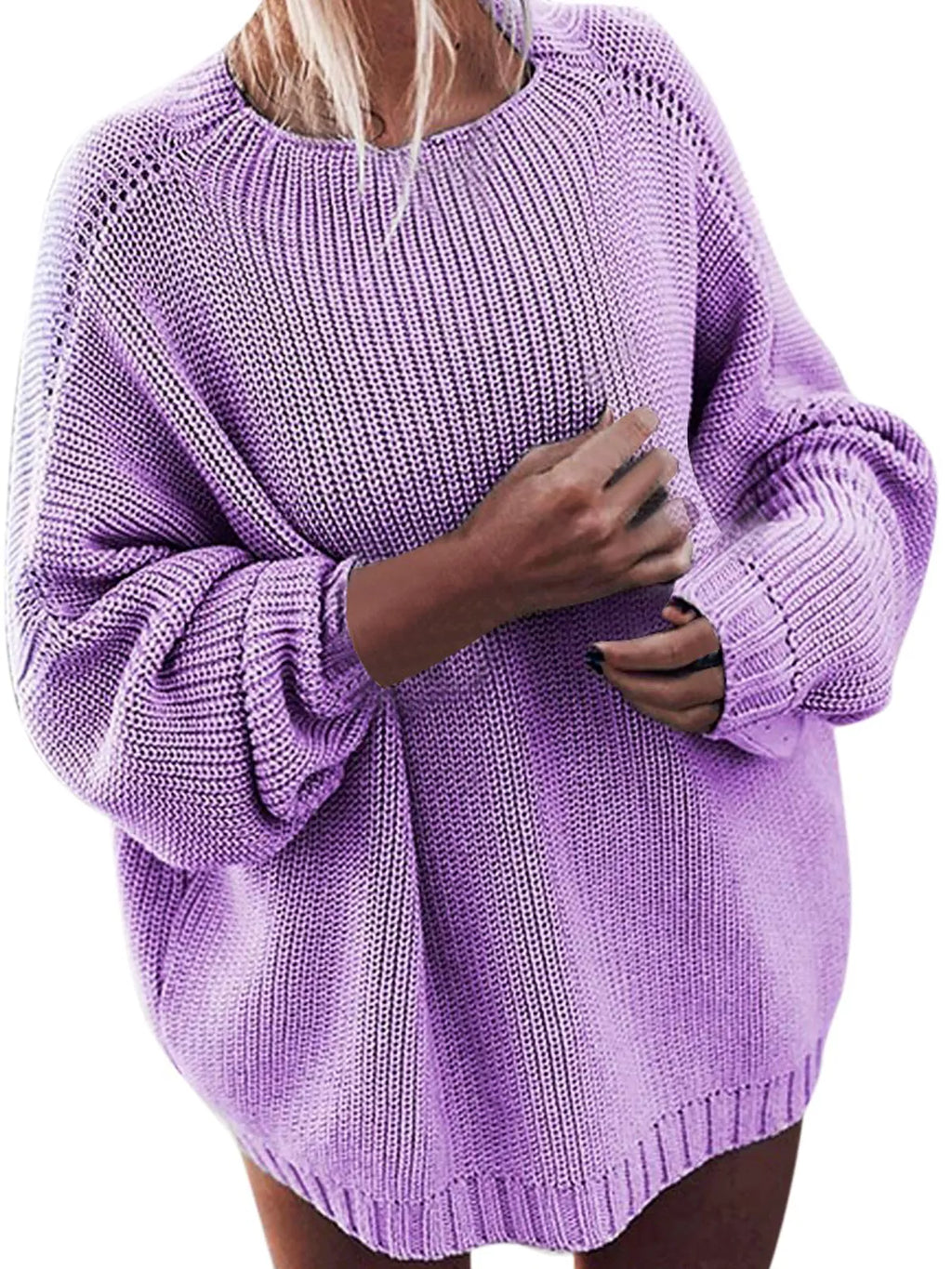 Cozy Oversized Women's Knit Set: Sweater and Mini Skirt