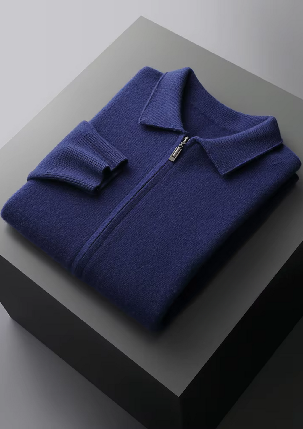 Premium Extra-Fine Merino Wool Zip Polo Cardigan