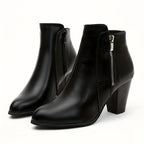 May - Chunky Heel Ankle Boots with Zip and Mesh Sole