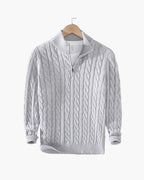 TAEBAEK Zip-Up Cable Knit Sweater