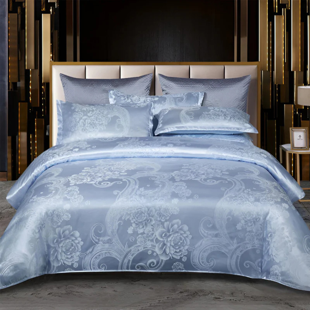 Delicate Satin Duvet Cover with Floral Design