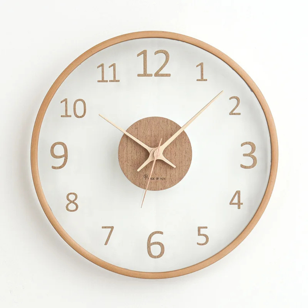 Contemporary Wooden Clock with Glass Front - Metron