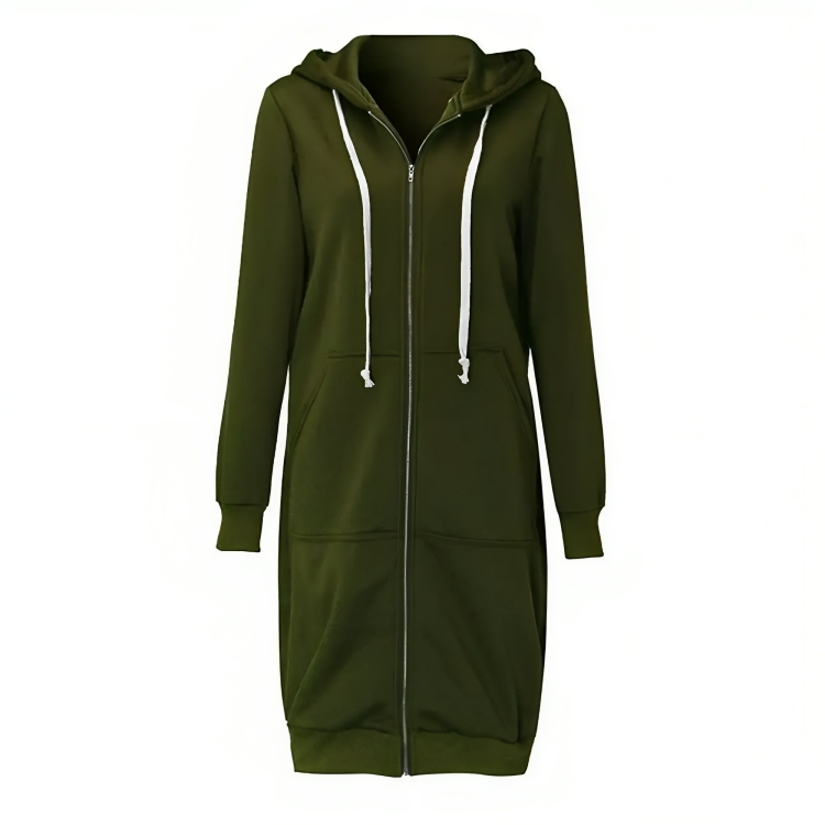 Women's Sporty Midi Hoodie Dress with Zipper Pockets for Ultimate Comfort