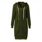 Women's Sporty Midi Hoodie Dress with Zipper Pockets for Ultimate Comfort