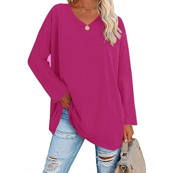 Women's Relaxed Fit V-Neck Oversized Sweater