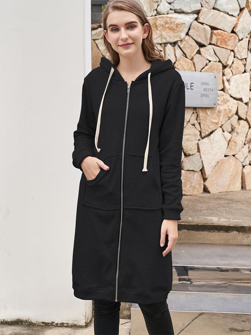 Women's Sporty Midi Hoodie Dress with Zipper Pockets for Ultimate Comfort