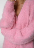 Women's V-Neck Oversized Fluffy Cardigan