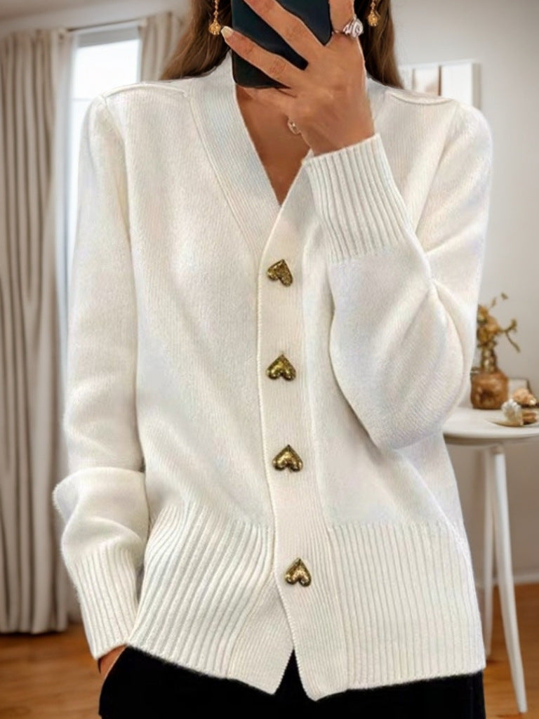 Kira - Heart Button Knitted Cardigan