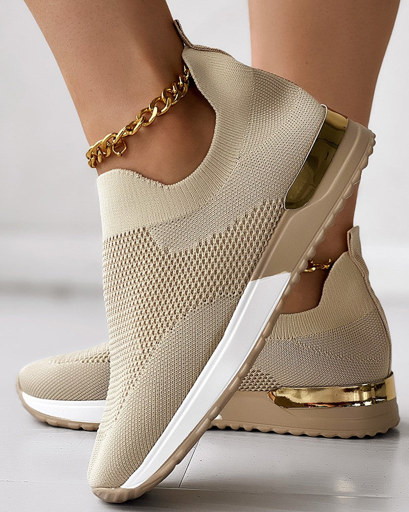 Aimee - Gold-Accented Slip-On Sneakers