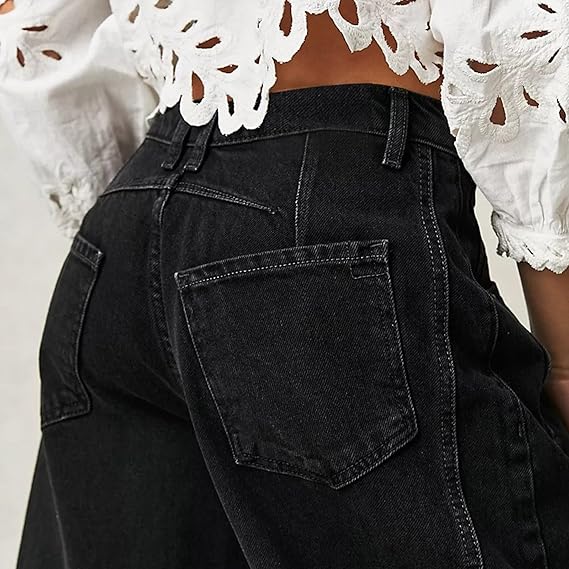 Women's Mid-Waist Wide Leg Denim Jeans