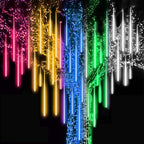 Illuminated Meteor Icicles with Cascading Snow Effect