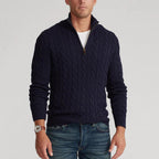 Men's Jumper – Cable Knit with Half Zip