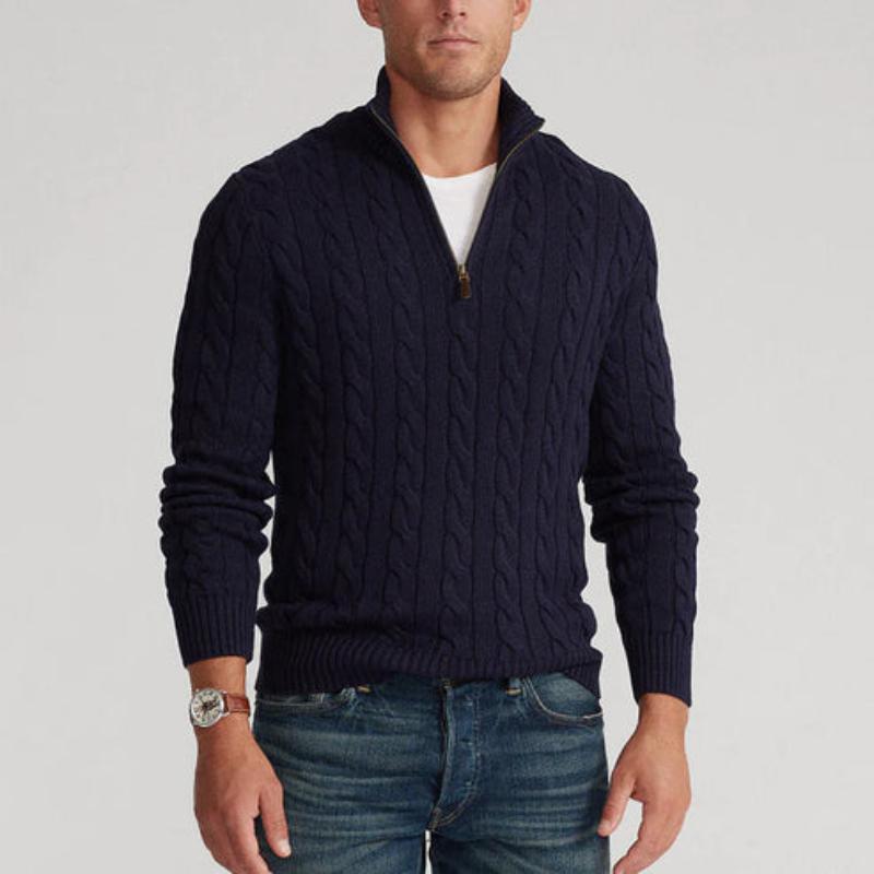 Men's Jumper – Cable Knit with Half Zip