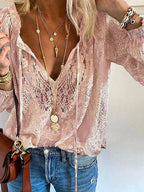 Dilara - Lace-Trimmed Boho Blouse