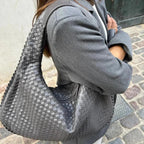 Vegan Leather Woven Handbag