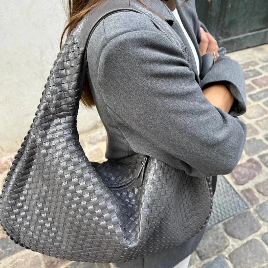 Vegan Leather Woven Handbag