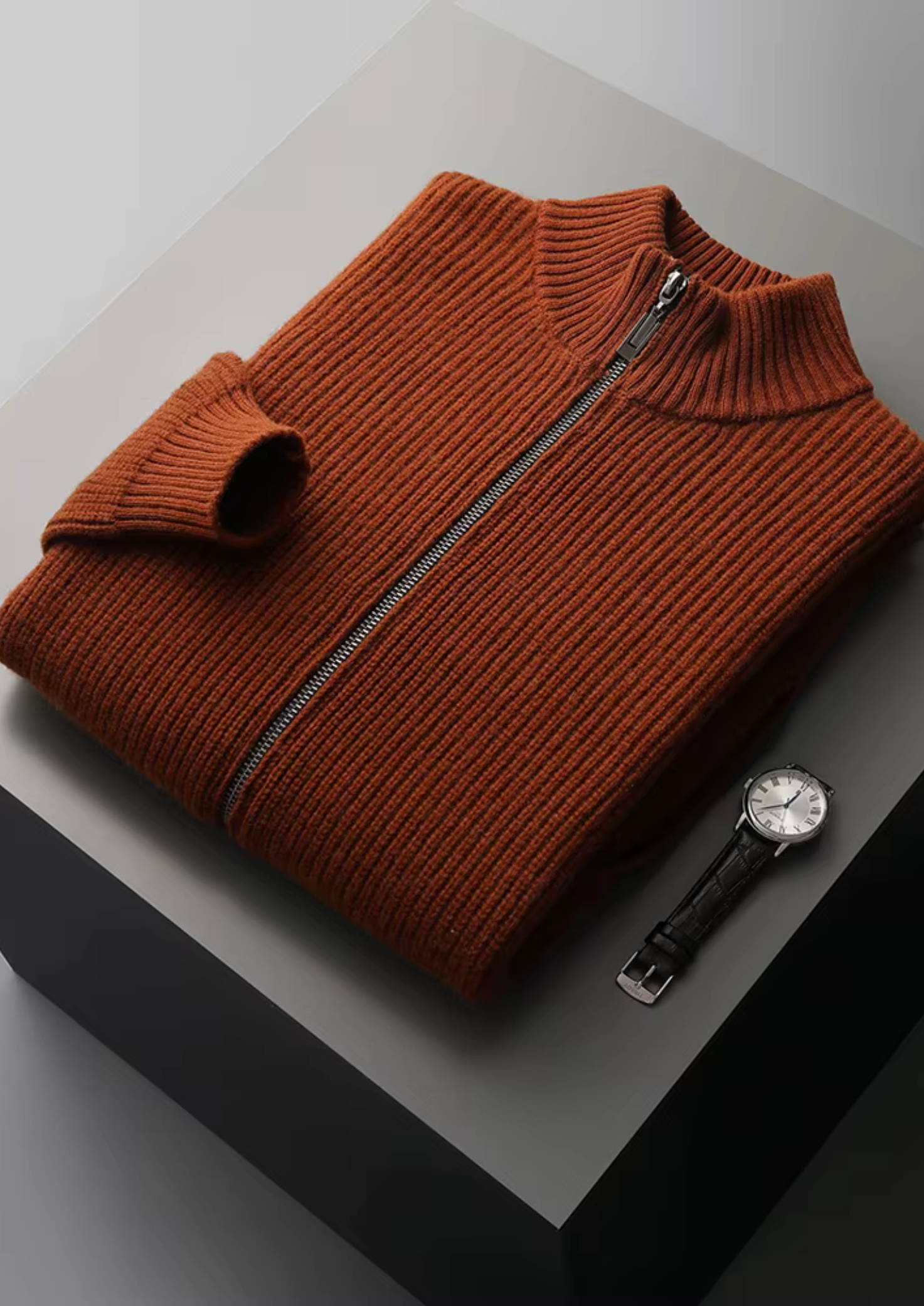 Luxurious Extra-Fine Merino Wool Ribbed Cardigan