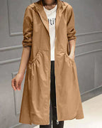 Women's Hooded Mid-Length Waterproof Raincoat