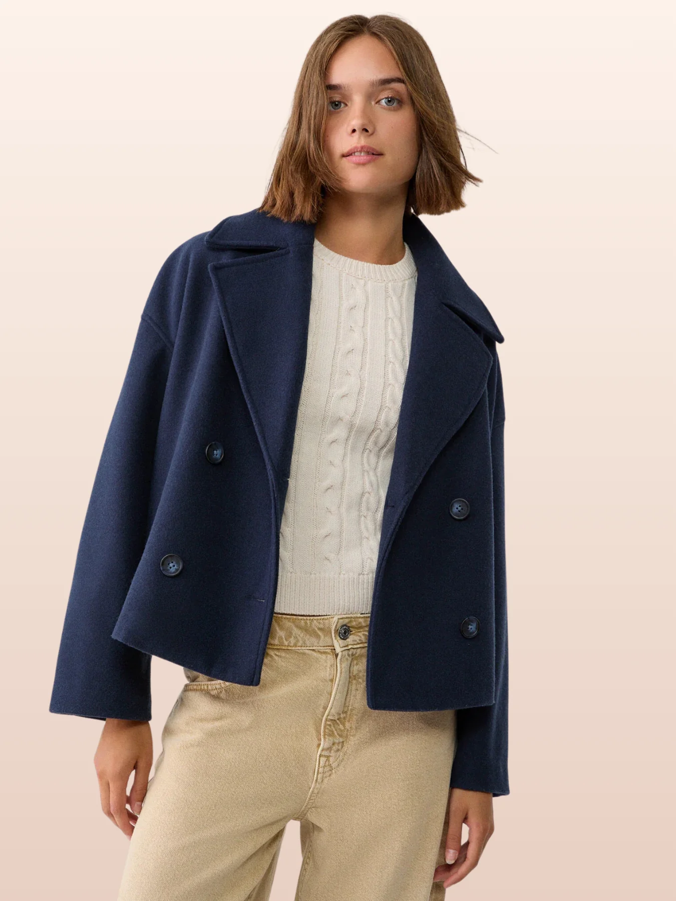 Women's Classic Double-Breasted Short Coat for Autumn