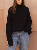 Cozy Oversized Women's Knit Set: Sweater and Mini Skirt