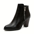 May - Chunky Heel Ankle Boots with Zip and Mesh Sole