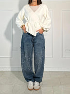High-Waisted Glitter Baggy Jeans for Women