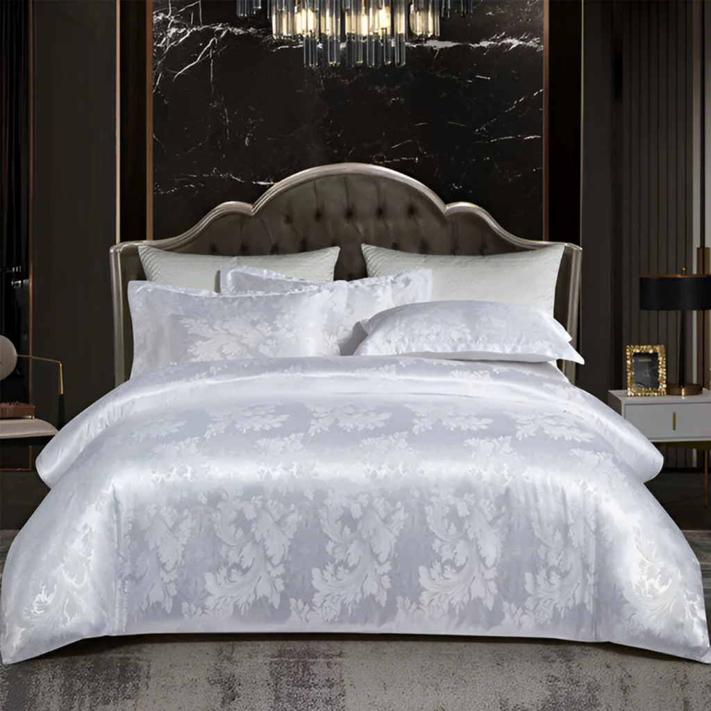 Delicate Satin Duvet Cover with Floral Design