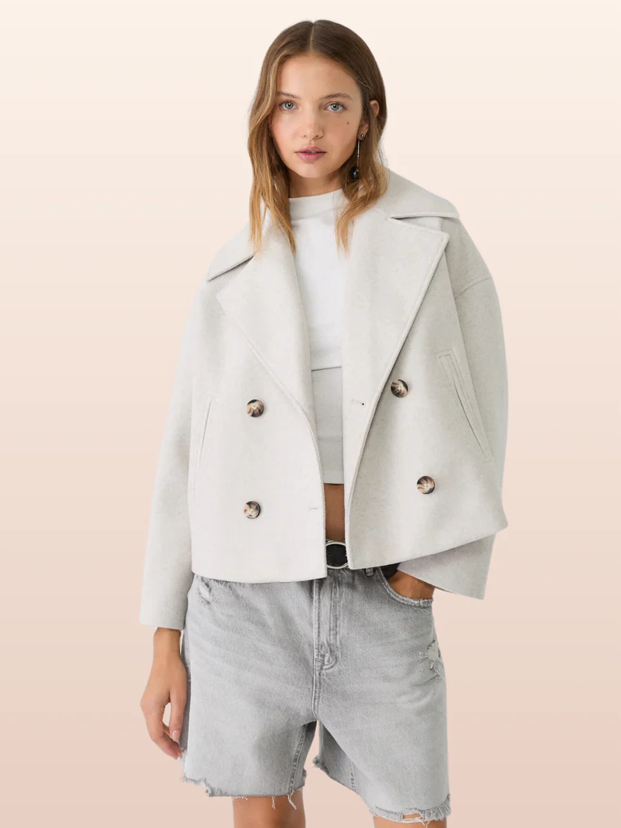 Women's Classic Double-Breasted Short Coat for Autumn