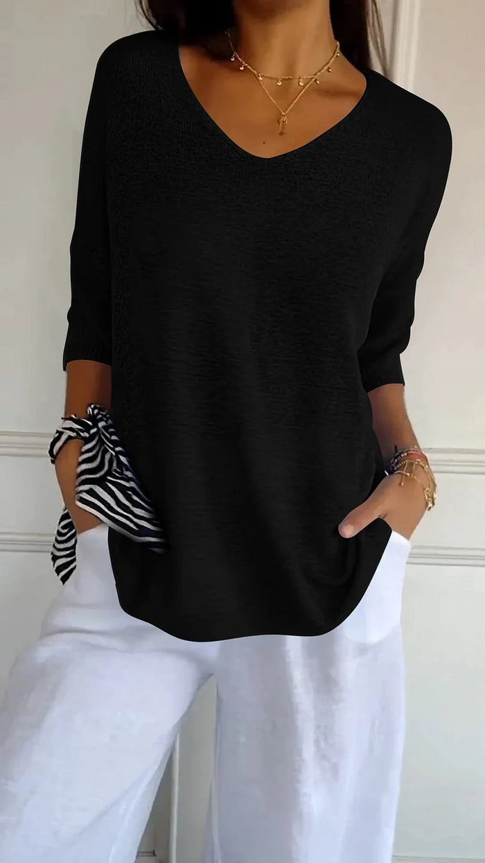 Chiara | Cozy V-Neck Knitted Top for Women