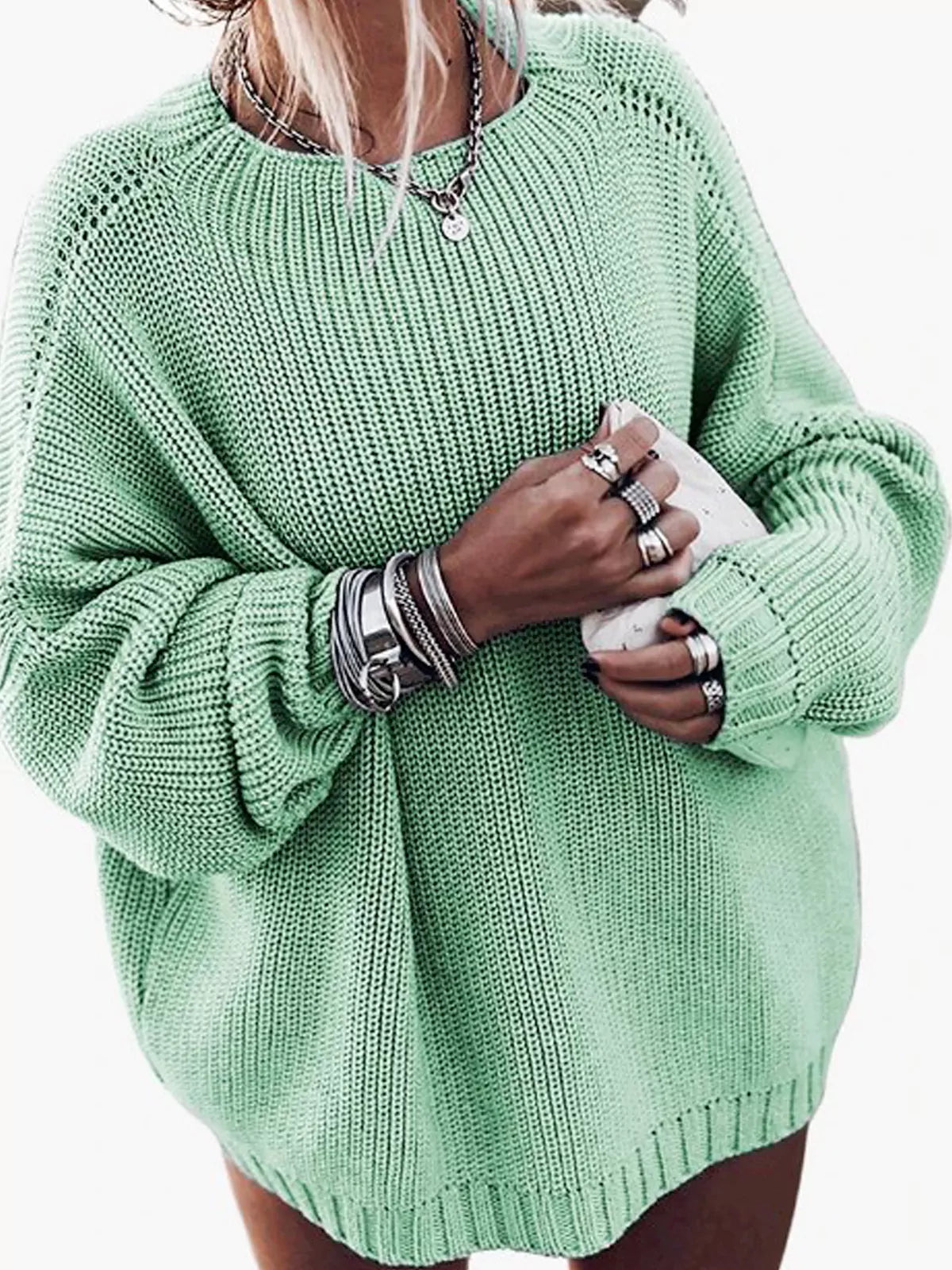 Cozy Oversized Knit Set for Women: Sweater and Mini Skirt Combo